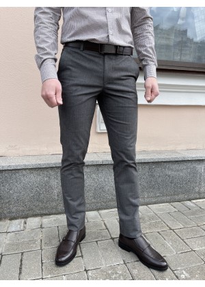 Брюки серые casual, хлопок со стрейчем